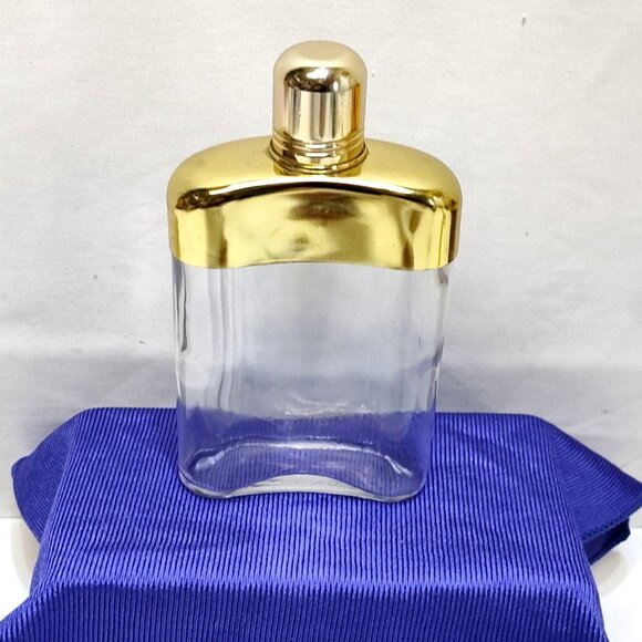 Comoy Of London Flask Gold Tone Glass w/ Leather Case Elegant Barware Vintage - Picture 9 of 14